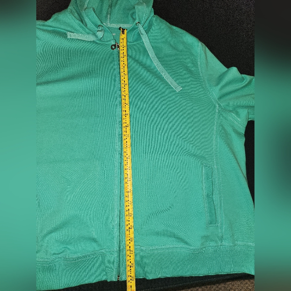 Women's Teal Allison Daley 3/4 Length Sleeve Zip Up Hoodie Size 3X - Picture 7 of 8